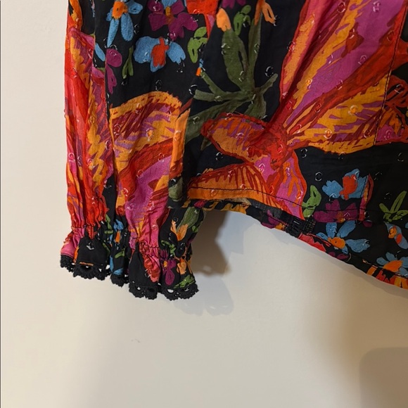 Farm Rio Spring Bananas Bright Multicolored Ruffled Blouse - Picture 5 of 5